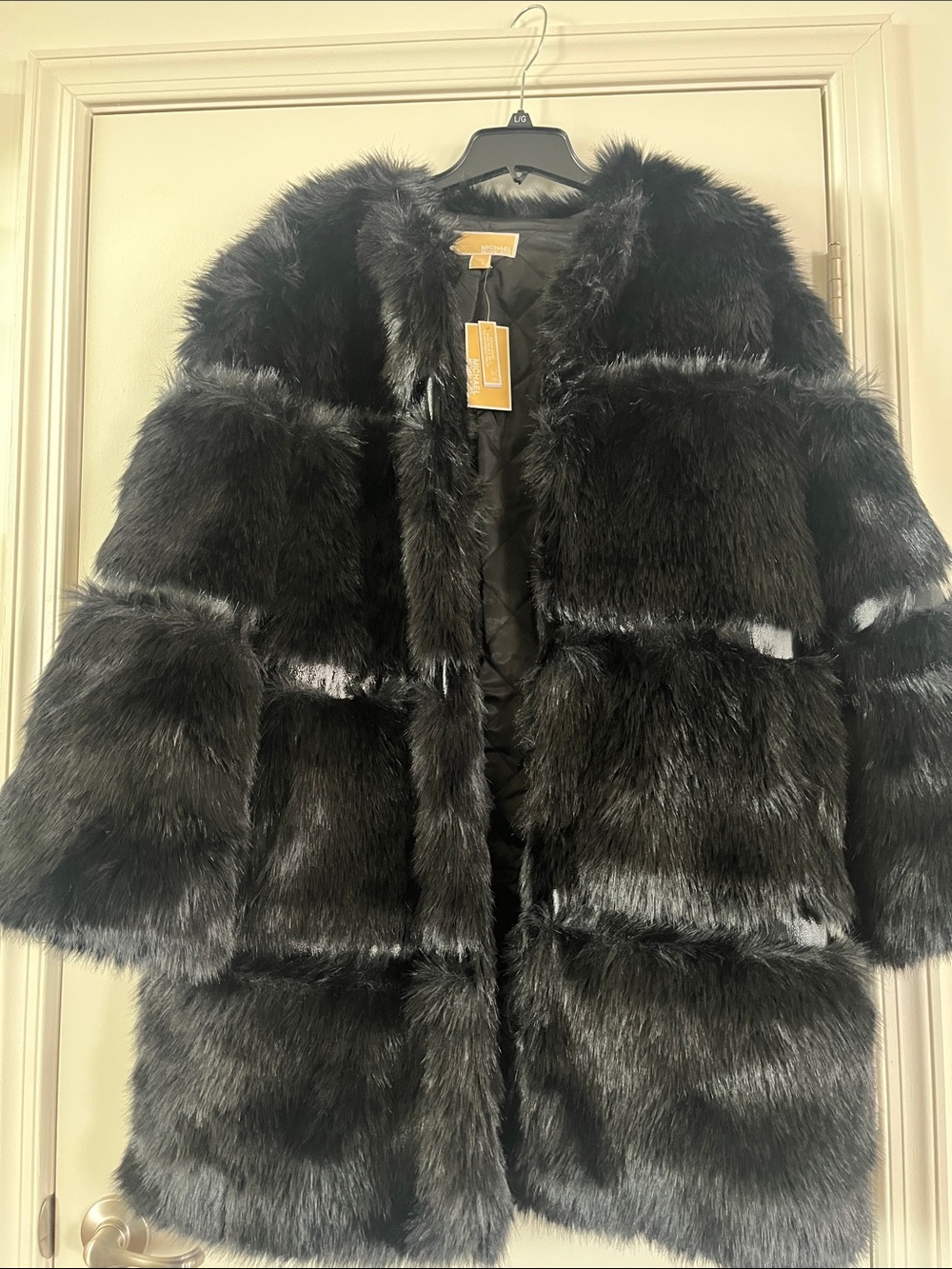 Michael Kors Black Faux Fur Teddy Coat